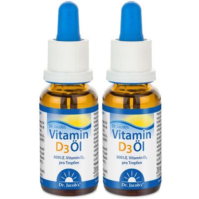 Dr. Jacob's Vitamin D3 Öl 640 Tropfen 800 IE vegetarisch Doppelpack 2x20 ml zum Einnehmen