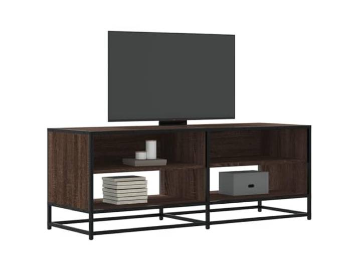 HEFZGDB TV-Schrank Braun Eiche-Optik 120,5x40x46cm Holzwerkstoff Metall Lowboard mit Stauraum für Wohnzimmer