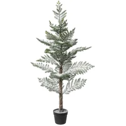 CREATIV green künstliche Pflanze Zimmertanne im Topf, beschneit, 128 cm, schnee