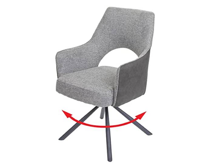 Mendler Esszimmerstuhl HWC-K30 Stoff/Textil MVG - grau-dunkelgrau Küchenstuhl, Lehnstuhl, drehbar Auto-Position