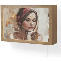 WANDLEUCHTE Frau - Lackierung - Porträt - Modern LED 30x20 cm Wandlampe