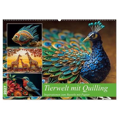 Tierwelt mit Quilling (Wandkalender 2027 DIN A2 quer), CALVENDO Monatskalender