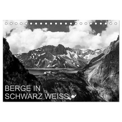 BERGE IN SCHWARZ WEISS (Tischkalender 2027 DIN A5 quer), CALVENDO Monatskalender