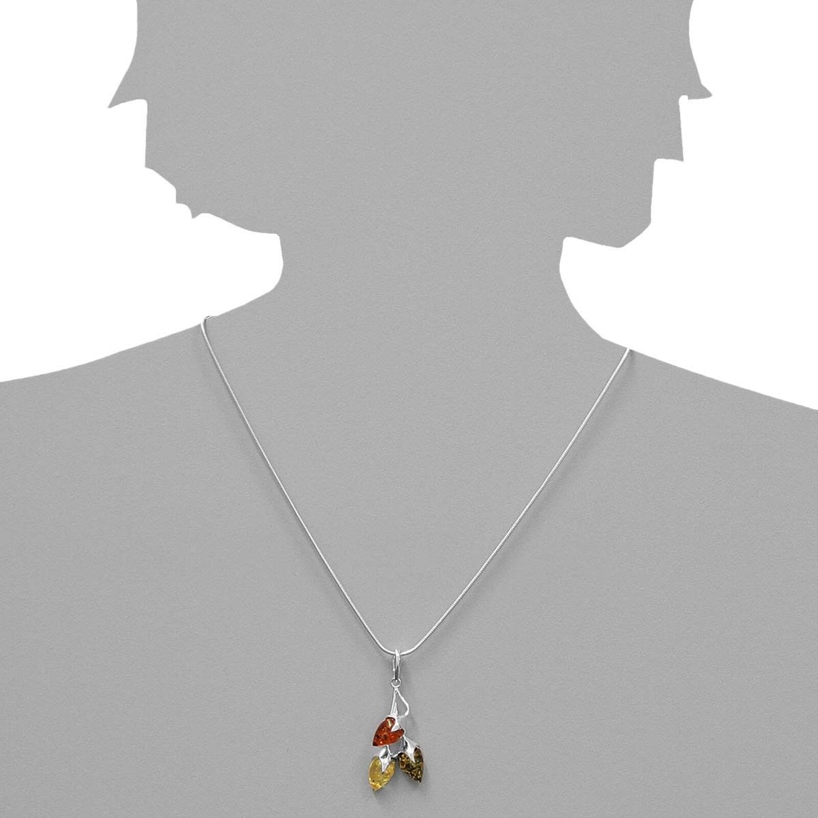 Kettenanhänger OSTSEE-SCHMUCK "Ostsee-Schmuck Anhänger Blüte Anhänger Blüte", weiß (weiß, neutral), Schmuckanhänger, Damen, 45 x 19mm, Silber 925 (Sterlingsilber), 3,4 g, Kettenanhänger