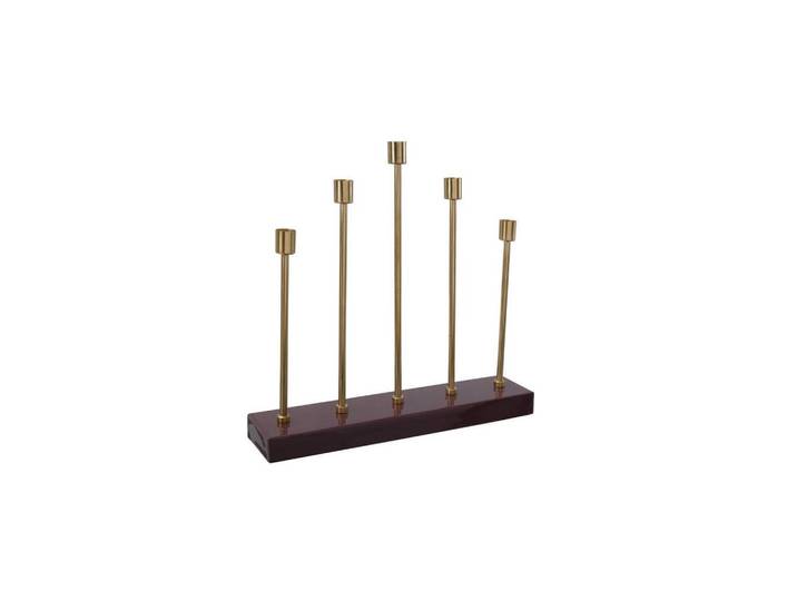 Kerzenständer Art Deco Eisen Goldfarben/Bordeaux