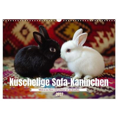 Kuschelige Sofa-Kaninchen (Wandkalender 2027 DIN A3 quer), CALVENDO Monatskalender