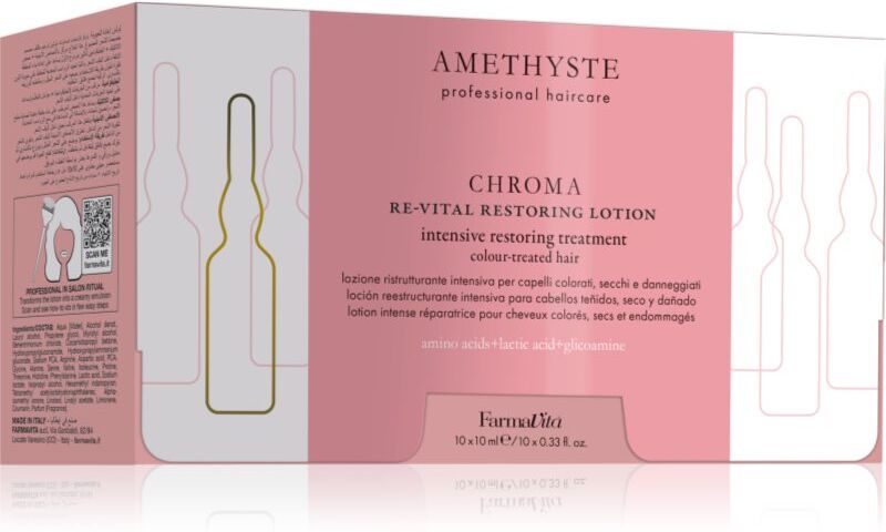 FarmaVita Amethyste Chroma soin régénérateur texture soyeuse pour cheveux colorés 10x10 ml
