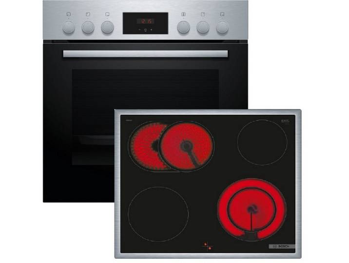 BOSCH Elektro-Herd-Set serie 2, serie 4 HEF113BS1, mit nachrüstbar, Schnellaufheizung, Halogen-Innenbeleuchtung, Restwärmeanzeige