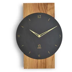 Natuhr 18NU2-10-1 Wanduhr Steineiche Massivholz Eiche Schiefer Quarzwerk