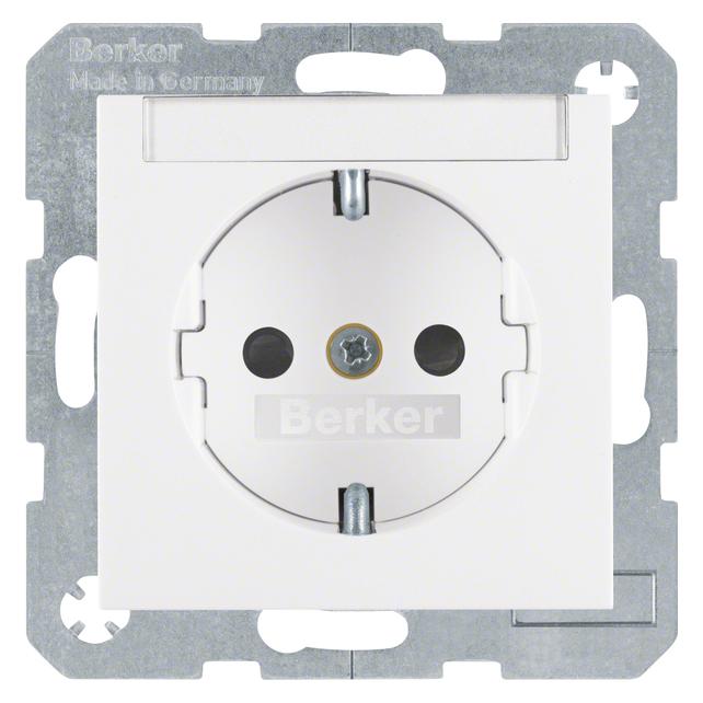 Berker Steckdose SCHUKO mit Beschriftungsfeld u. erh.BS S.1/B.3/B.7 polarweiss, glänzend (41498989)