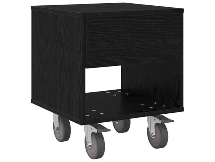Coespram Nachttisch Schwarz Eichen-Optik 40,5x40x48 cm Holzwerkstoff Kompakte Ablage mit Fächern für Ordnung im Schlafzimmer, stilvoll im Wohnzimmer und modern für jede Leseecke.