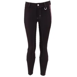 BR Kinder Reithose Moon schwarz Stoffbesatz mit Silikondruck Beinabschluss elastisch , Größe: 152