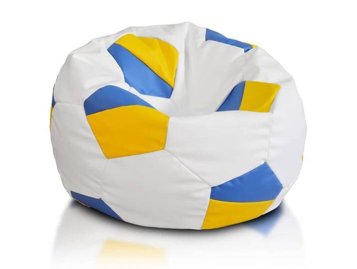 Pouf Fauteuil Sac Ballon de Football Simili Cuir Taille M Double Fermeture 65x65x46cm Ukraine – Ecopuf