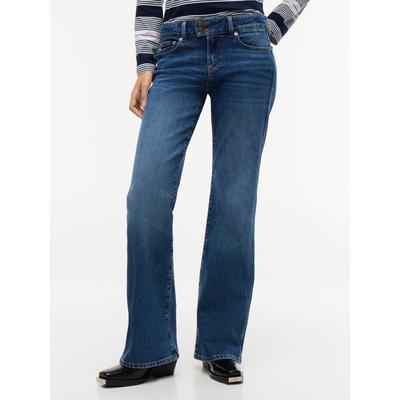 Bootcut-Jeans TOMMY JEANS "SIA LOW RISE BOOTCUT BJ0155", Damen, Gr. 31, Länge 32, blau (denim schwarz), Denim/Jeans, Obermaterial: 99% Baumwolle, 1% Elasthan, Abriebeffekte, bootcut fit lang, Jeans, Baumwollmischung