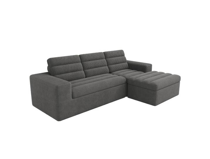 Canapé d’angle modulable en velours polyester gris foncé