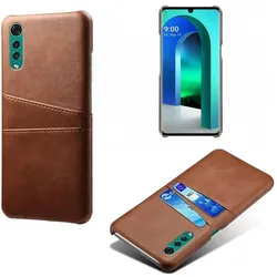 Screenguard LG Velvet CardCaddy Leder Backcase mit Kartenfächern (LG Velvet), Smartphone Hülle, Braun