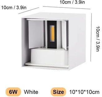 Inspire Curations Premium Aluminum LED Outdoor Wall Light Waterproof IP65 Porch & Garden Lighting (12W 24W) 6w White leds White 6000k