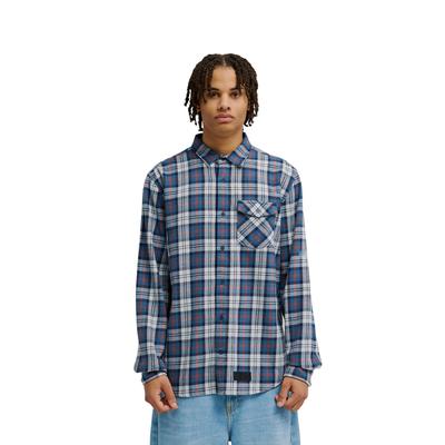Langarmhemd DC SHOES "Marshal Flannel", Herren, Gr. XXL, blau (real teal), Obermaterial: 100% Baumwolle., Hemden