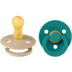 Bibs, Nuggi, - Pacifier Colour 2 PACK - Taupe/Scuba - Size 2 (2x, 6 - 18 Monate)