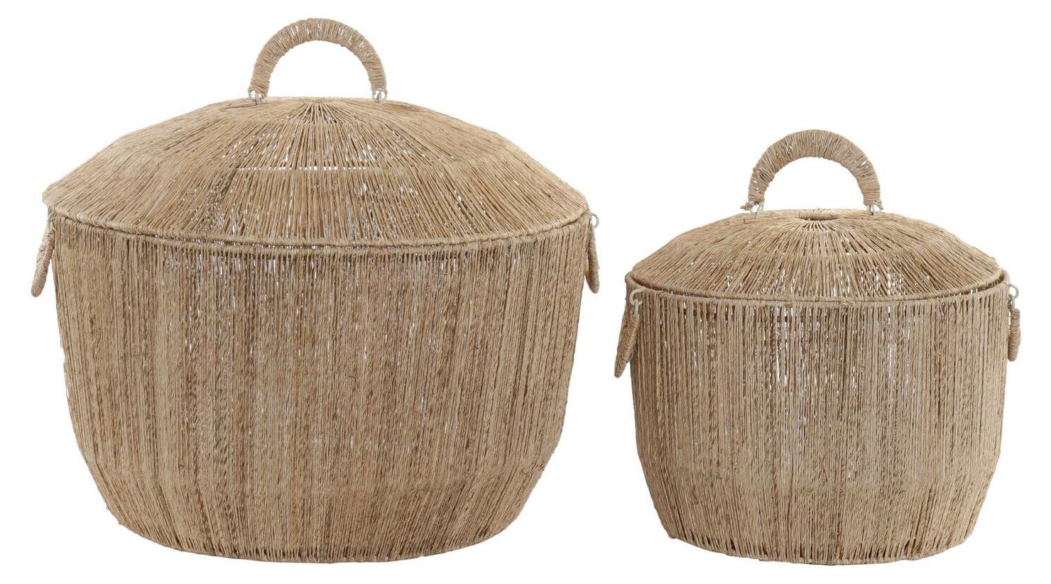 Körbe-Set 2er, Jute & Metall, 51x51x48 cm, Natur