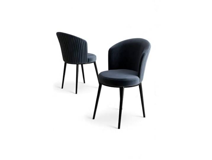 Modern Chair Set (4 Pieces), Anthracite & Black, 45 x 87 x 41 cm 100% Metal Frame, Plywood Back, Babyface Fabric Stylish & Durable for Home & Hotel Use