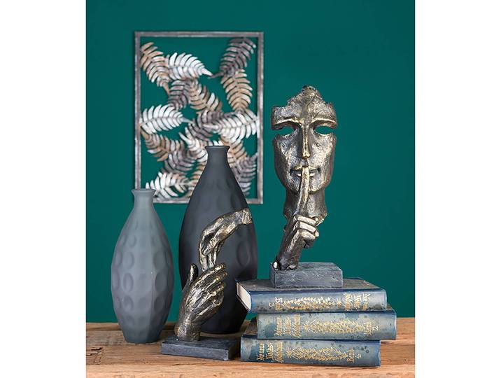 Skulptur Two Hands 15 x 31 x 10cm Braun