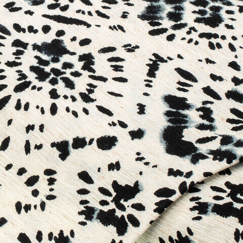 Plissee-Blusenstoff "Ornamente", creme/schwarz