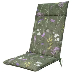 Natura Punto, Sitzkissen, Hochlehner-Auflage, Gartenstuhlkissen wasserabweisend, Blumenmuster grün, 120 x 50 cm (120 x 50 cm)