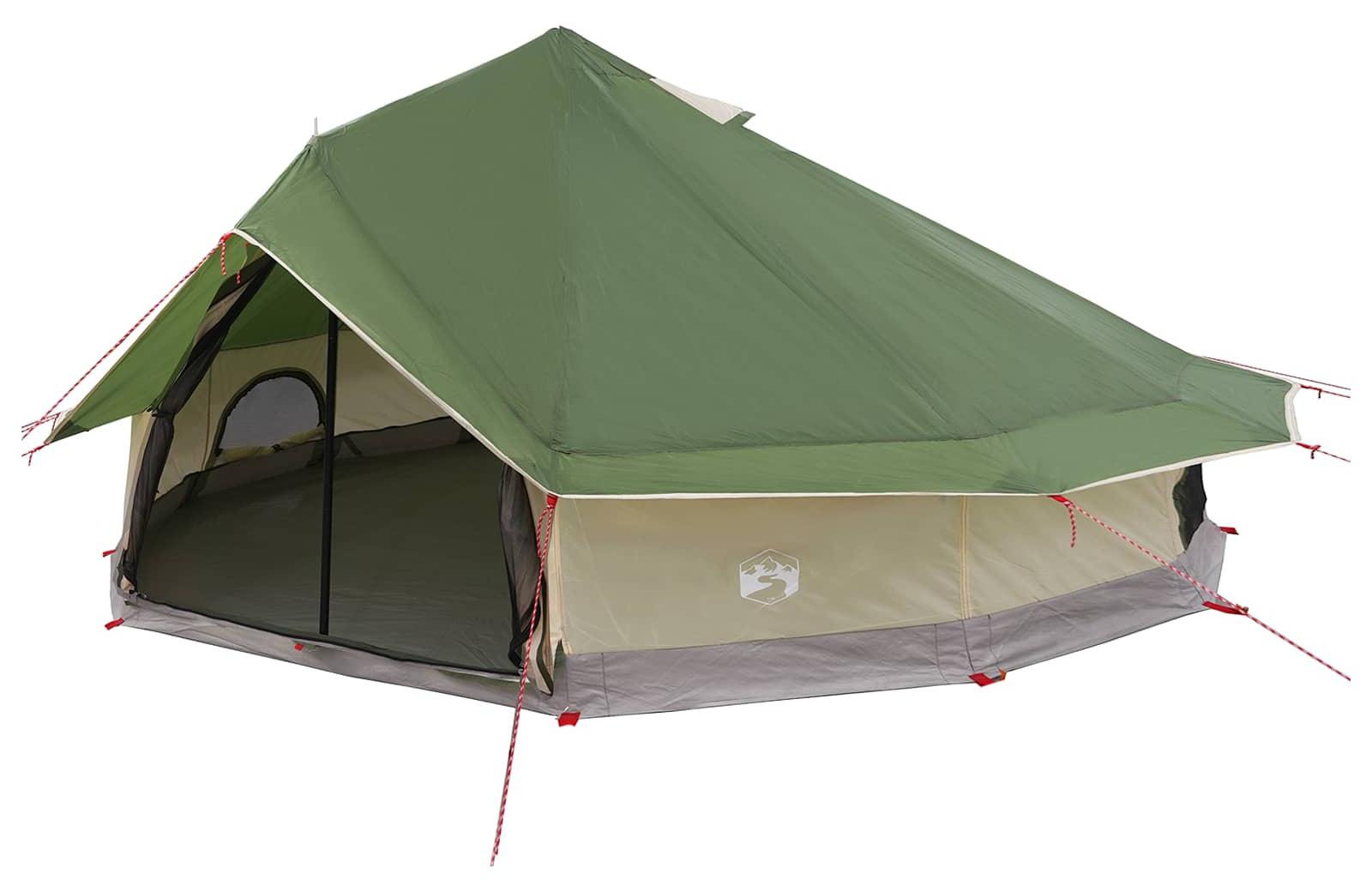 Tipi Zelt 20 Personen Grün Polyester und Stahl