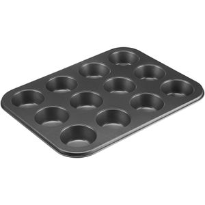 Westmark Backform Back Meister, für 12 Muffins, aus Stahl, 35 x 26,5 x 3 cm, anthrazit, antihaftbeschichtet, Muffinform