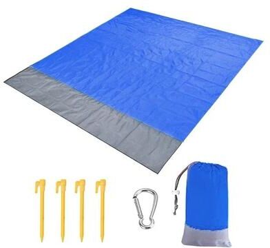 Uplifted Goods Waterproof Pocket Beach And Picnic Mat dark Blue Grey 200cm X 140cm