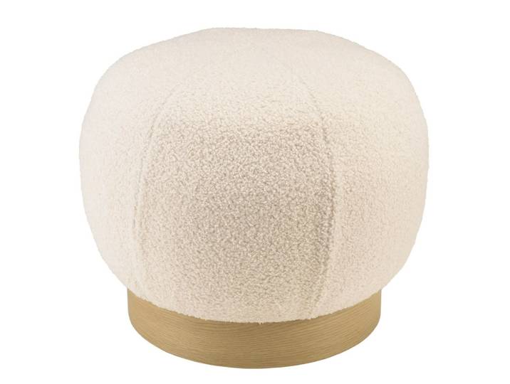 Pouf rond en tissu bouclette blanc d47