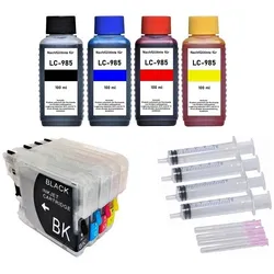 Wiederbefüllbare Tintenpatronen Brother LC-985 + 400 ml Nachfülltinte