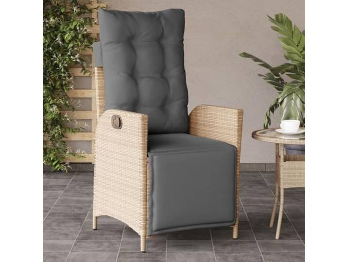 ZQQLVOO Gartensessel mit Fußteil Verstellbar Poly Rattan Verstellbarer Liegesessel, wetterfestes PE-Rattan, dick gepolsterte Kissen, abnehmbare Bezüge, stabiler Stahlrahmen, 110 kg