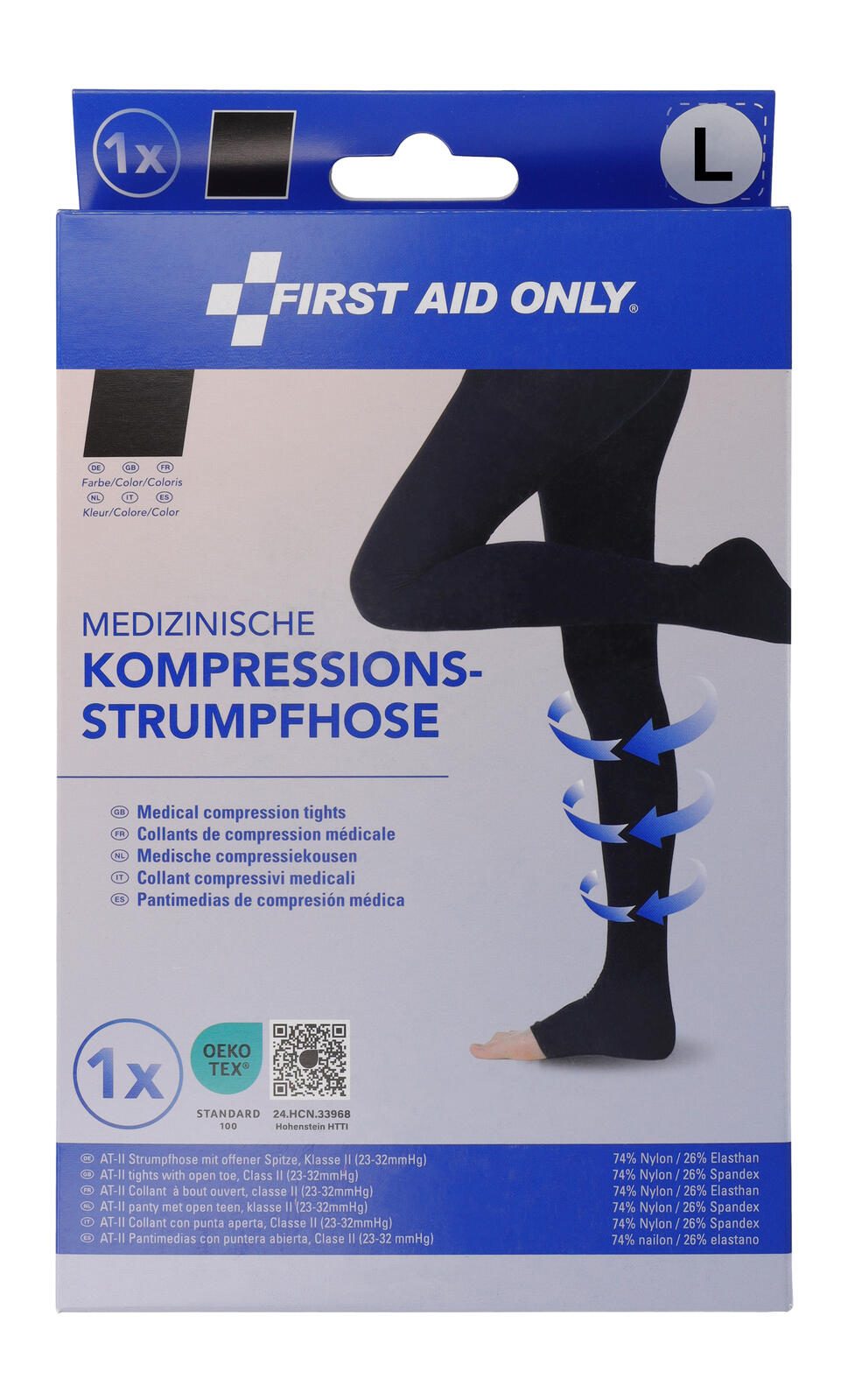 FIRST AID ONLY® Kompressionsstrumpfhose, offene Spitze schwarz Größe L 1 St. P-10089
