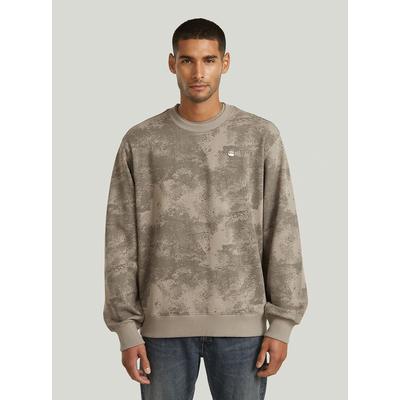 Longpullover G-STAR "Allover Print Sweatshirt", Herren, Gr. M, braun (elephant skin archival texture), Obermaterial: 100% Baumwolle, Pullover Longpullover