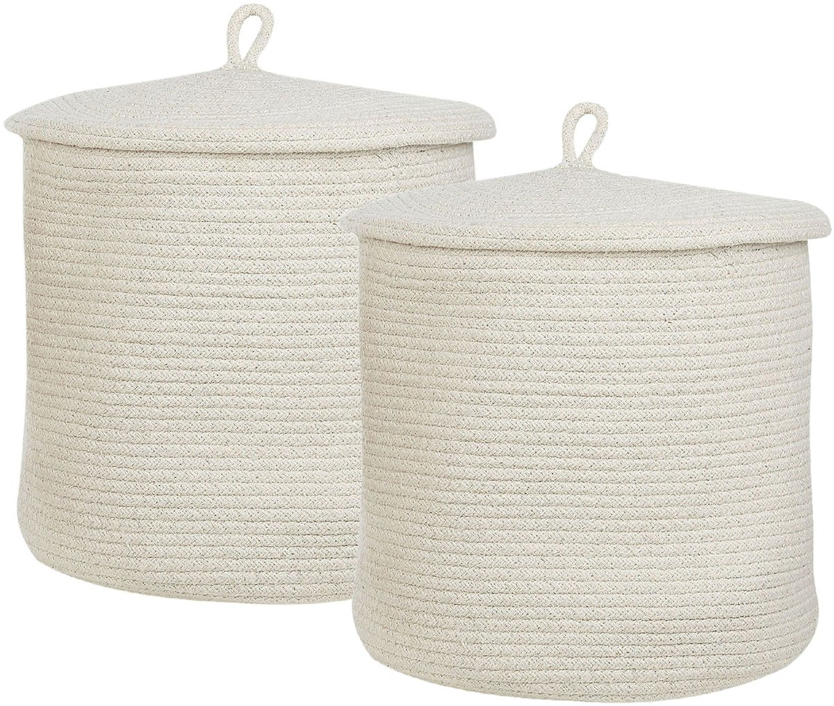 Beliani Mand set van 2 met deksel - Gebroken wit - Textiel