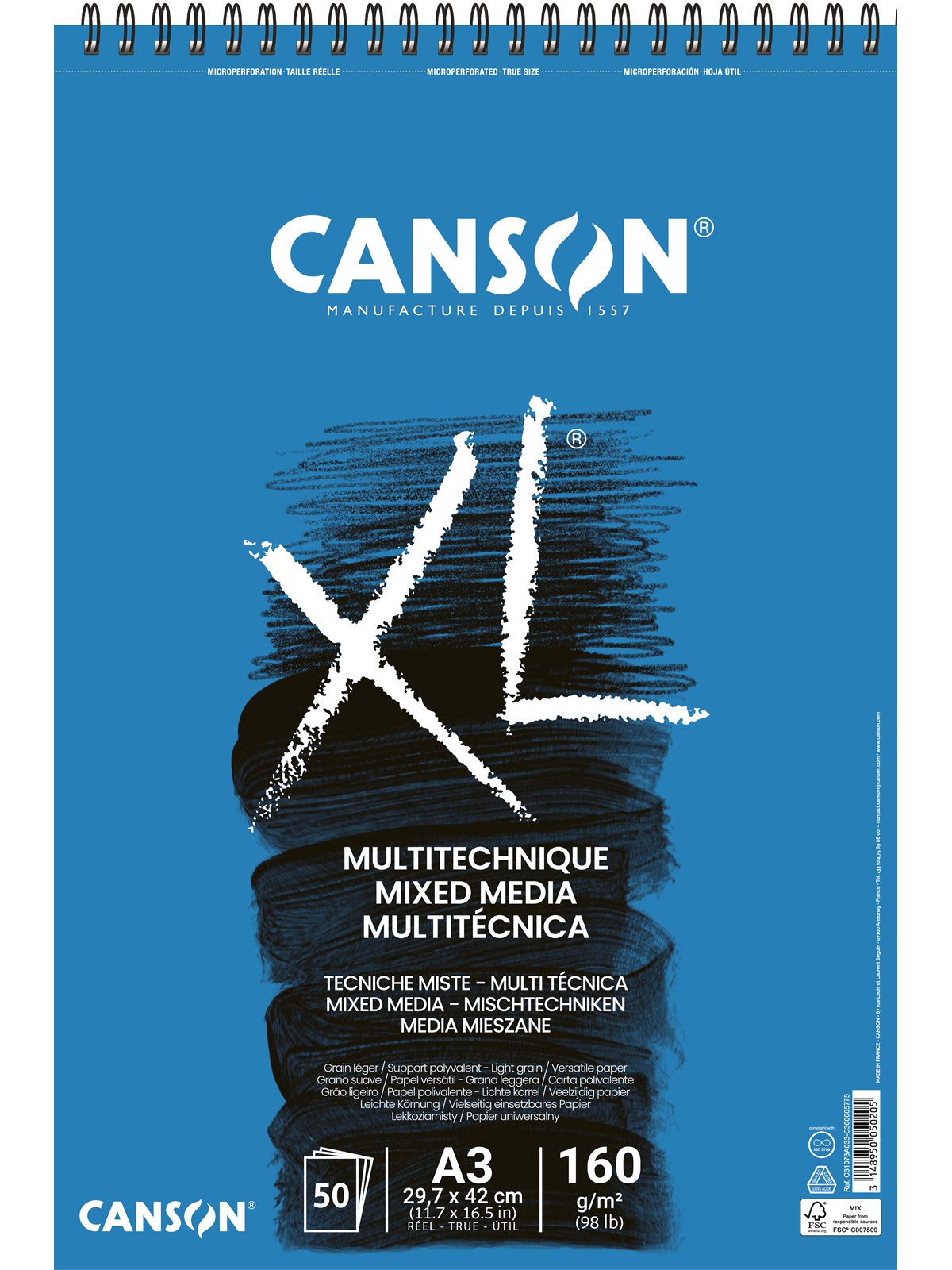Canson XL Mixed Media Spiral A3 160G 50 SH