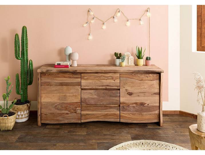 PURE SHEESHAM #215 Buffet en bois de sheesham - laqué-sablé / naturel 185x48x80
