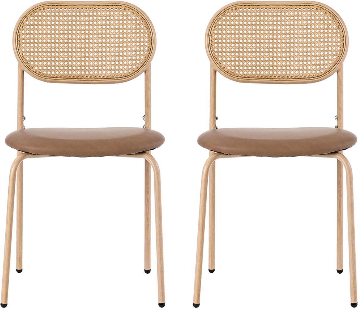 Set van 2 moderne minimalistische rotan loungestoelen - Bruin