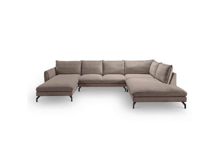 Mid.you Wohnlandschaft Toronto, Beigebraun, Metall, Füllung: Kaltschaum, U-Form, 361x168 cm, FSC Mix, Made in EU, Wohnzimmer, Sofas & Couches, Wohnlandschaften, Wohnlandschaften in U-Form