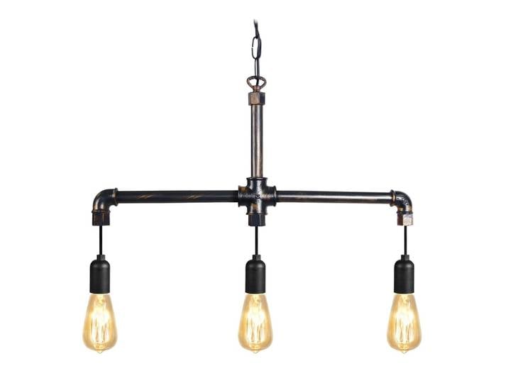 Lustre métal H80cm noir et cuivre