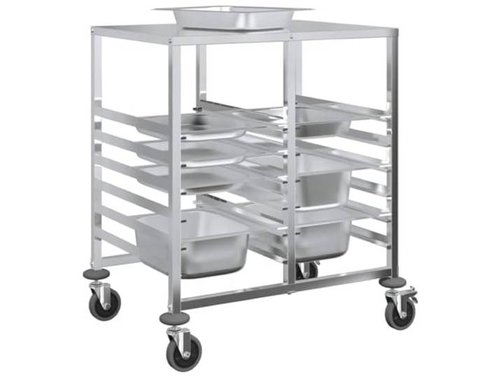 Tablettwagen, Servierwagen, Küchenleiter für 12 GN-Behälter, 75 x 55 x 87 cm, Edelstahl