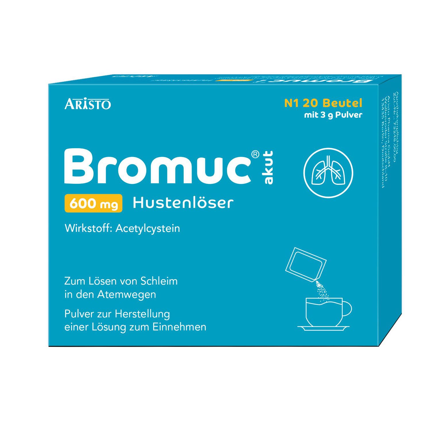 Bromuc akut 600 mg Hustenlöser Plv.z.H.e.L.z.Einn. 20 St Pulver zur Herstellung einer Lösung zum Einnehmen