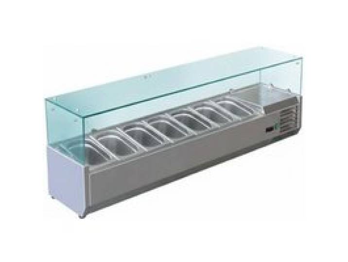 Vitrine saladette réfrigérée ingrédients - 1600 mm (7 GN 1/3) - +2/+8°C - Inox - Thermostat électronique