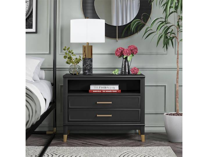 Table de nuit Milosh Type A 76 x 61 x 40cm Noir/Noir