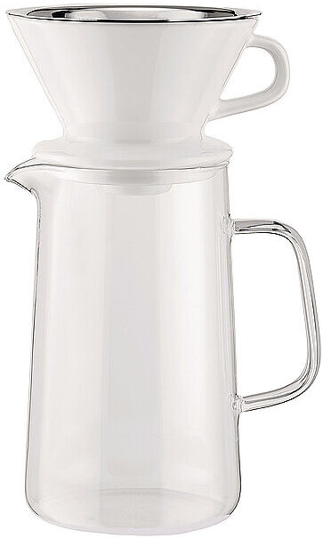 Alessi Kaffee Set 3-tlg SLOW COFFEE Glas/Weiss/Edelstahl EG