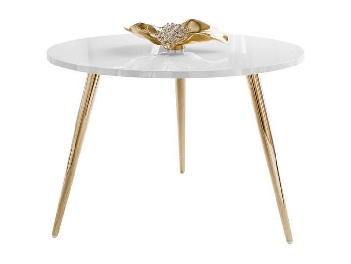 Lookway Couchtisch SOLEIL II – rund, Hochglanz auf goldenen Beinen, Durchmesser: ⌀60 cm, Höhe: 47 cm
