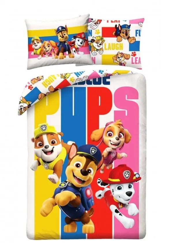Paw Patrol dekbedovertrek met pups voor kinderen, 140 x 200 cm