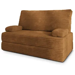 BETTSOFA LADIA aus Schaumstoff Kordstoff Orange Schlaffunktion